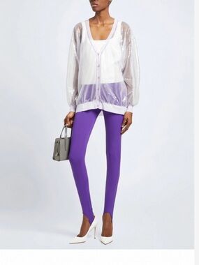 PRADA Tulle Cardigan IT40 US2 UK8 S Purple Sequins See Through V-Neck